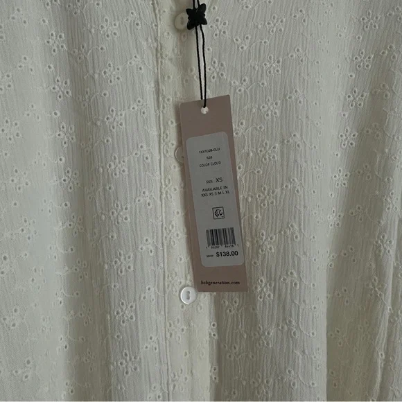 NWT BCBGeneration Midi Dress Long Sleeves Eyelet Shirtdress Size XS - Picture 9 of 10